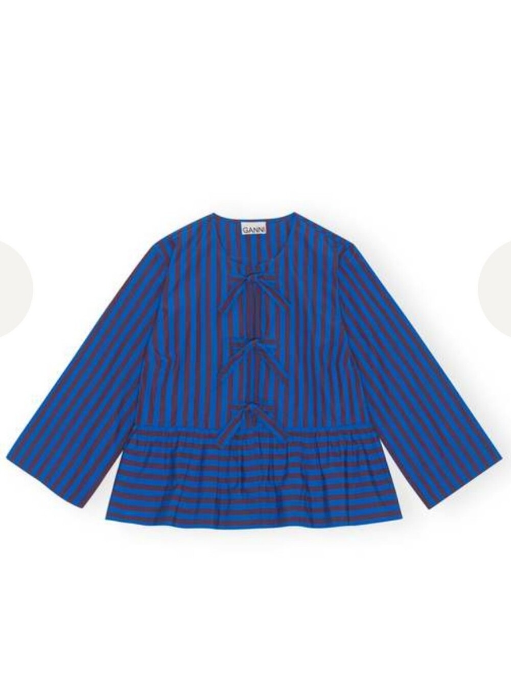GANNI STRIPED PEPLUM BLOUSE - Picture 3 of 7